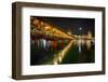 Scenic Night View of the Chapel Bridge, Lucerne-George Oze-Framed Photographic Print