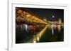 Scenic Night View of the Chapel Bridge, Lucerne-George Oze-Framed Photographic Print