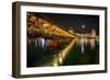 Scenic Night View of the Chapel Bridge, Lucerne-George Oze-Framed Photographic Print