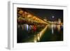 Scenic Night View of the Chapel Bridge, Lucerne-George Oze-Framed Photographic Print