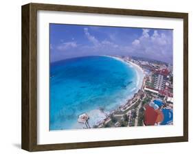 Scenic of Beach with Hotels, Cancun, Mexico-Bill Bachmann-Framed Premium Photographic Print