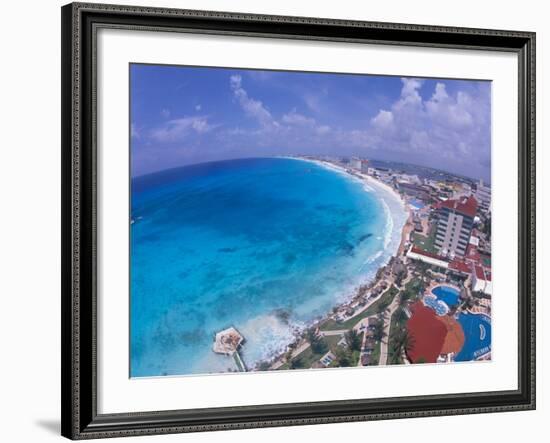 Scenic of Beach with Hotels, Cancun, Mexico-Bill Bachmann-Framed Photographic Print