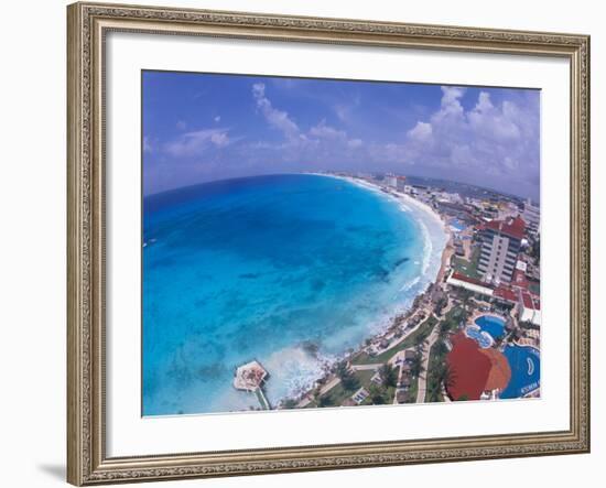 Scenic of Beach with Hotels, Cancun, Mexico-Bill Bachmann-Framed Photographic Print