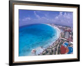 Scenic of Beach with Hotels, Cancun, Mexico-Bill Bachmann-Framed Photographic Print