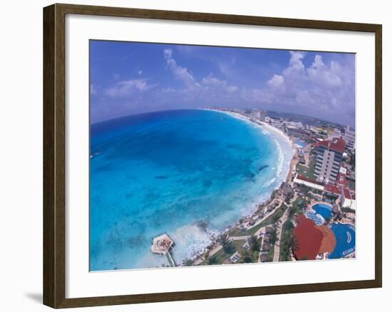 Scenic of Beach with Hotels, Cancun, Mexico-Bill Bachmann-Framed Photographic Print