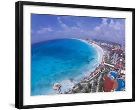 Scenic of Beach with Hotels, Cancun, Mexico-Bill Bachmann-Framed Photographic Print