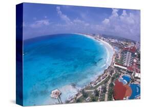 Scenic of Beach with Hotels, Cancun, Mexico-Bill Bachmann-Stretched Canvas