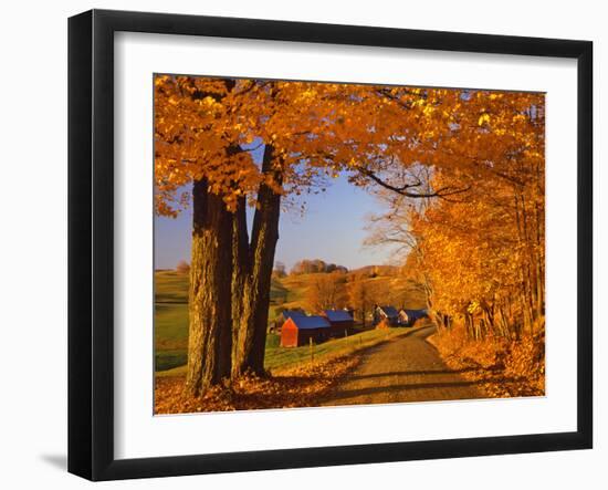 Scenic of Road and Jenne Farm, South Woodstock, Vermont, USA-Jaynes Gallery-Framed Premium Photographic Print