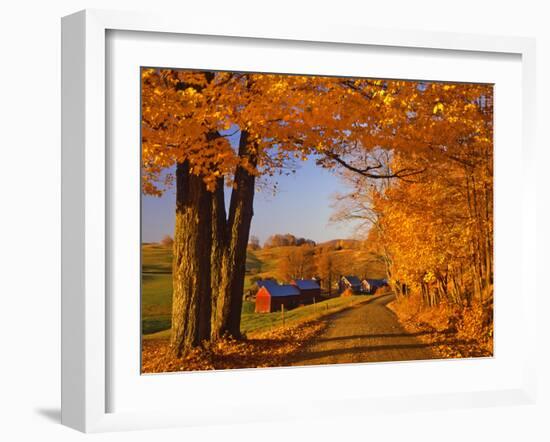 Scenic of Road and Jenne Farm, South Woodstock, Vermont, USA-Jaynes Gallery-Framed Premium Photographic Print