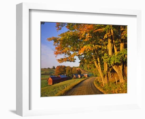 Scenic of Road and Jenne Farm, South Woodstock, Vermont, USA-Jaynes Gallery-Framed Photographic Print