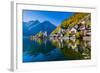 Scenic Picture-Postcard View of Famous Hallstatt Mountain Village with Hallstatter See in the Austr-canadastock-Framed Photographic Print