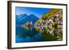 Scenic Picture-Postcard View of Famous Hallstatt Mountain Village with Hallstatter See in the Austr-canadastock-Framed Photographic Print