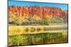 Scenic red sandstone wall and bush vegetation, Glen Helen Gorge, Australia-Alberto Mazza-Mounted Photographic Print