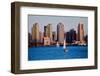 Scenic San Diego skyline, sailboat and waterfront, Pacific Ocean at sunset, California-null-Framed Photographic Print