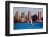 Scenic San Diego skyline, sailboat and waterfront, Pacific Ocean at sunset, California-null-Framed Photographic Print