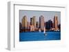 Scenic San Diego skyline, sailboat and waterfront, Pacific Ocean at sunset, California-null-Framed Photographic Print