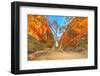 Scenic Simpsons Gap and permanent vegetation in West MacDonnell Ranges, Australia-Alberto Mazza-Framed Photographic Print