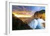 Scenic sky at dawn over waves crashing on cliffs, Madeira island, Portugal, Atlantic, Europe-Roberto Moiola-Framed Photographic Print