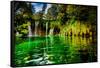 Scenic spot in Plitvice Lakes National Park, UNESCO World Heritage Site, Croatia, Europe-Laura Grier-Framed Stretched Canvas