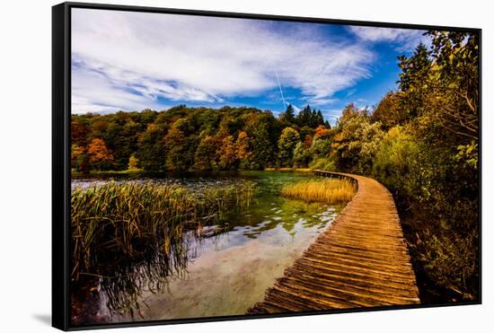 Scenic spot in Plitvice Lakes National Park, UNESCO World Heritage Site, Croatia, Europe-Laura Grier-Framed Stretched Canvas