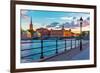 Scenic Sunset in Stockholm, Sweden-Scanrail-Framed Photographic Print