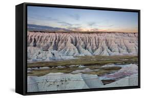 Scenic Sunset View of the South Dakota Badlands-oocoskun-Framed Stretched Canvas