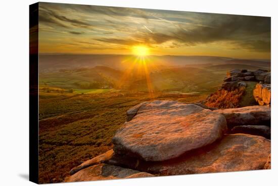 Scenic View from Higger Tor at Sunset, Peak District Np, UK, September 2011-Ben Hall-Stretched Canvas