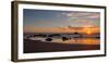 Scenic view of beach at sunset, San Simeon, San Luis Obispo County, California, USA-null-Framed Photographic Print