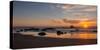 Scenic view of beach at sunset, San Simeon, San Luis Obispo County, California, USA-null-Stretched Canvas