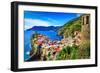 Scenic View of Colorful Village Vernazza and Ocean Coast in Cinque Terre, Italy-Martin M303-Framed Photographic Print