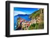 Scenic View of Colorful Village Vernazza and Ocean Coast in Cinque Terre, Italy-Martin M303-Framed Photographic Print