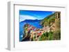 Scenic View of Colorful Village Vernazza and Ocean Coast in Cinque Terre, Italy-Martin M303-Framed Photographic Print