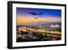 Scenic View of Florence after Sunset from Piazzale Michelangelo-MartinM303-Framed Photographic Print
