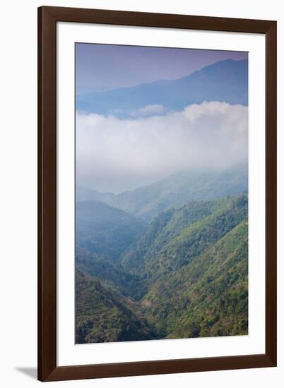 Scenic view of fog over mountains, Sinho District, Vietnam-null-Framed Photographic Print