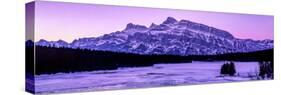 Scenic view of frozen Two Jack Lake at dawn, Mount Rundle, Banff National Park, Alberta, Canada-null-Stretched Canvas