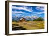 Scenic View of Grand Teton with Old Wooden Farm-MartinM303-Framed Photographic Print