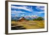 Scenic View of Grand Teton with Old Wooden Farm-MartinM303-Framed Photographic Print