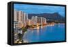 Scenic View of Honolulu City, Diamond Head and Waikiki Beach at Night; Hawaii, USA-SergiyN-Framed Stretched Canvas