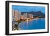 Scenic View of Honolulu City, Diamond Head and Waikiki Beach at Night; Hawaii, USA-SergiyN-Framed Photographic Print