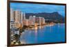 Scenic View of Honolulu City, Diamond Head and Waikiki Beach at Night; Hawaii, USA-SergiyN-Framed Premium Photographic Print