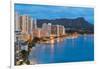 Scenic View of Honolulu City, Diamond Head and Waikiki Beach at Night; Hawaii, USA-SergiyN-Framed Photographic Print