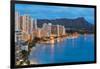 Scenic View of Honolulu City, Diamond Head and Waikiki Beach at Night; Hawaii, USA-SergiyN-Framed Photographic Print