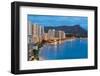 Scenic View of Honolulu City, Diamond Head and Waikiki Beach at Night; Hawaii, USA-SergiyN-Framed Photographic Print