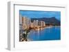 Scenic View of Honolulu City, Diamond Head and Waikiki Beach at Night; Hawaii, USA-SergiyN-Framed Photographic Print