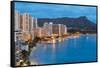 Scenic View of Honolulu City, Diamond Head and Waikiki Beach at Night; Hawaii, USA-SergiyN-Framed Stretched Canvas