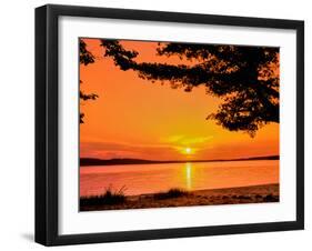 Scenic view of lake at dusk, Sand Point, Pictured Rocks National Lakeshore, Upper Peninsula, Alg...-null-Framed Photographic Print