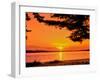 Scenic view of lake at dusk, Sand Point, Pictured Rocks National Lakeshore, Upper Peninsula, Alg...-null-Framed Photographic Print