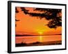 Scenic view of lake at dusk, Sand Point, Pictured Rocks National Lakeshore, Upper Peninsula, Alg...-null-Framed Photographic Print