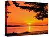 Scenic view of lake at dusk, Sand Point, Pictured Rocks National Lakeshore, Upper Peninsula, Alg...-null-Stretched Canvas