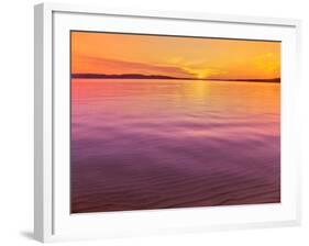 Scenic view of lake at dusk, Sand Point, Pictured Rocks National Lakeshore, Upper Peninsula, Alg...-null-Framed Photographic Print